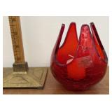 Red Vic king crackle candle holder