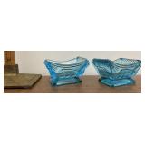 Blue glass salt dishes