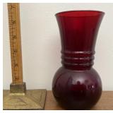 Red glass vase