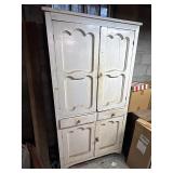 Vintage white flat wall cabinet inside with