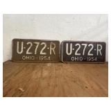 Pair of 1954 license plates