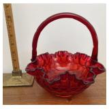 Red Fenton thumb print basket