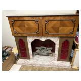 Vintage fireplace with bar and console stereo
