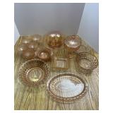 Large lot of pink depression glassware