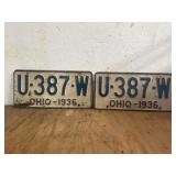 Pair of Ohio 1936 license plates