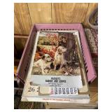 Basket full of vintage calendars
