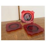 Red square glass plates