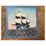 Ship oil painting
