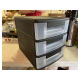 Three drawer plastic organizer