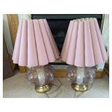 Pink glass table lamps