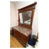 74 x 45 marvel top Eastlake carved dresser