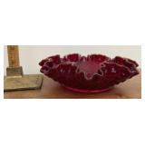 Red Fenton hobnail dish