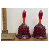 2 red Fenton bells