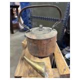 Copper tea pot with broken spout