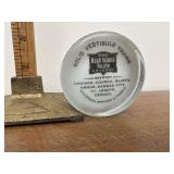 Glass railroad paperweight