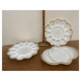 Gold trimmed milk glass