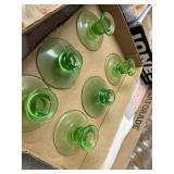 Green glass candleholders