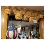 Longaberger baskets and patriotic gourd birdhouse