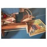 Shelf baskets and bassinet artwork