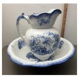 Pottery pitcher and bowl