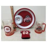 Ohio state and reds cups with chip bowl and more