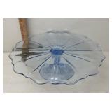 Blue glass cake stand