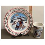 Longaberger plate cup and wrought iron easel