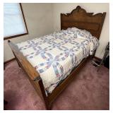 Solid wooden bed frame. Linens not included