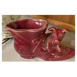 Puppy dog pottery planter