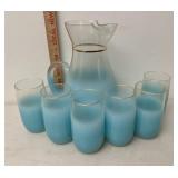 West Virginia glass water pitcher set