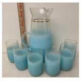 West Virginia glass water pitcher set