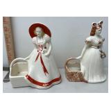Pottery girl planters