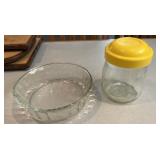 Glass bowl and jar
