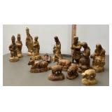 Olive wood carved nativity set from Jerusalem