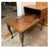 Two-tiered stenciled end table