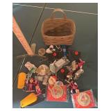 Longaberger basket full of keychains and more