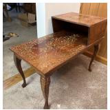 Two-tier stenciled end table