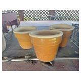 3 brown flower pots