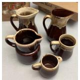 Brown drip pottery pitchers