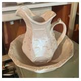 USA pottery pitcher and bowl
