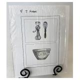 Longaberger 3 Mixer whisk and mixing bowl prints