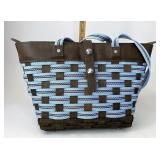 Longaberger Light blue and brown to go tote
