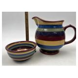 Longaberger Bright stripe bowl and pitcher