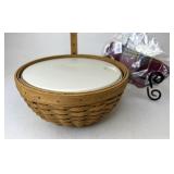 Longaberger 9 inch bowl with liner and lidded