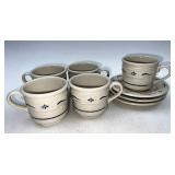 Longaberger USA Blue 4 tea cups and three saucers