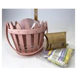 Longaberger Pink picket Pail with liner protector