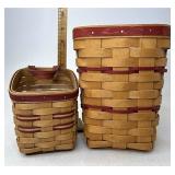 Longaberger Red accent baskets with Protectors