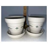 Longaberger USA NIB Green small flower pots