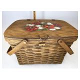 Longaberger Large picnic with hand painted lid