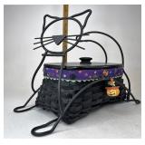 Longaberger Black cat with liner protector lid